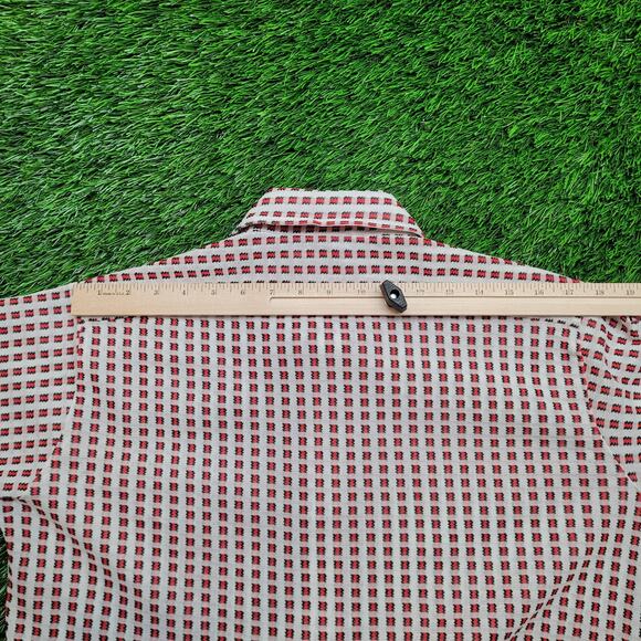Vintage 70s Campus Dagger Collar Disco Shirt Medium 16 Geometric Print Op Art - Picture 8 of 10